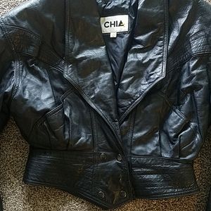 Vintage 80s Chia Cropped Leather Jacket